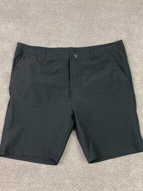 Public Rec Shorts Mens 42 Black Stretch Workday Performance Golf Flat Front Tech